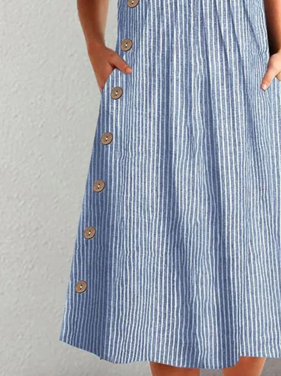 Finley - Klasična midi haljina s prugama i gumbima