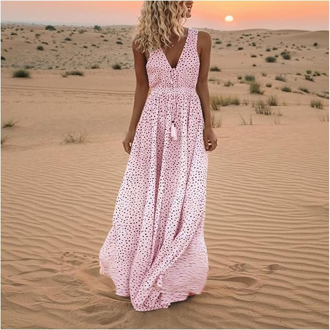 Ismena - Bohemian Maxi Dress with Dots