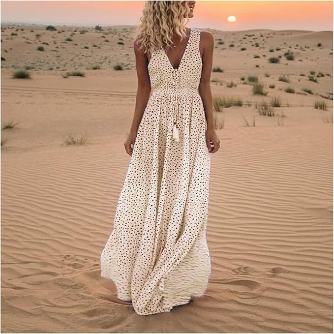 Ismena - Bohemian Maxi Dress with Dots
