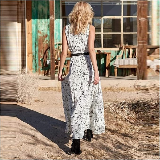 Ismena - Bohemian Maxi Dress with Dots