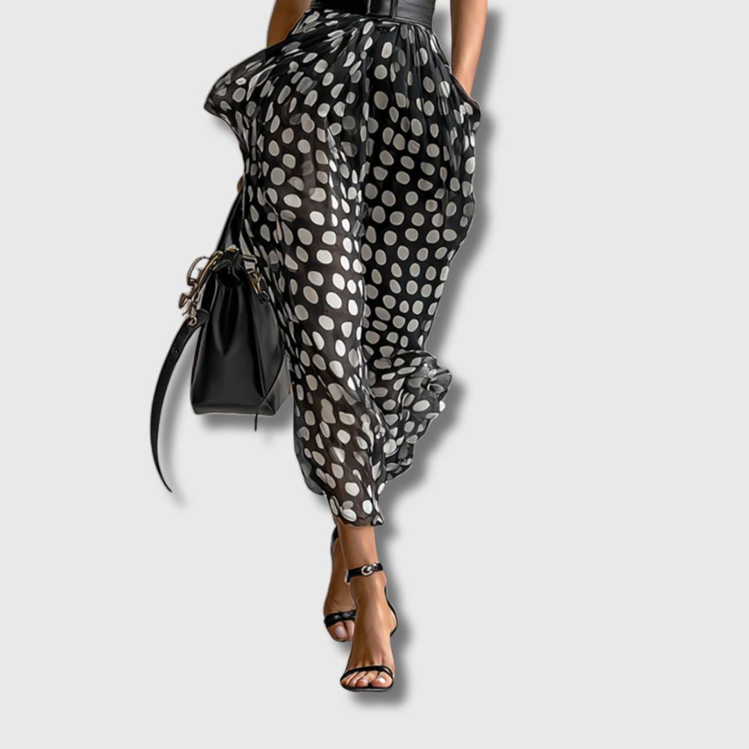 Andrea – Šifonska Maxi Haljina s Točkicama