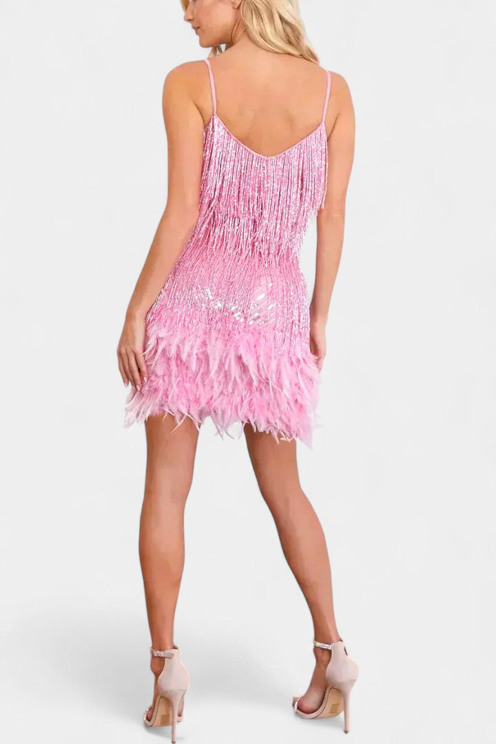 Mirjana Mini Haljina s Perjem