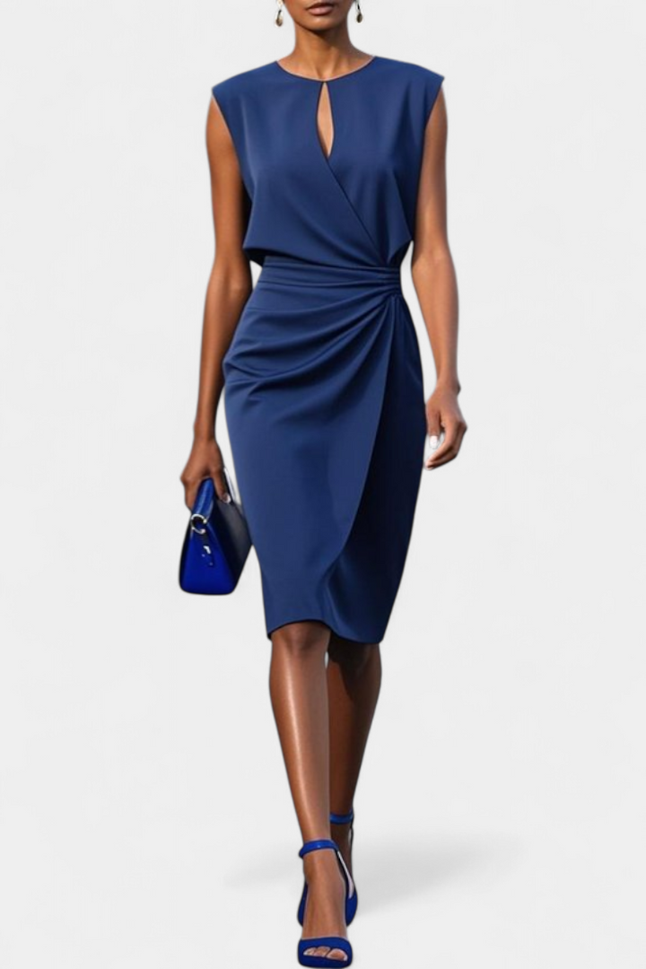 Maša Midi Haljina s Dugim Rukavima i Okruglim Izrezom