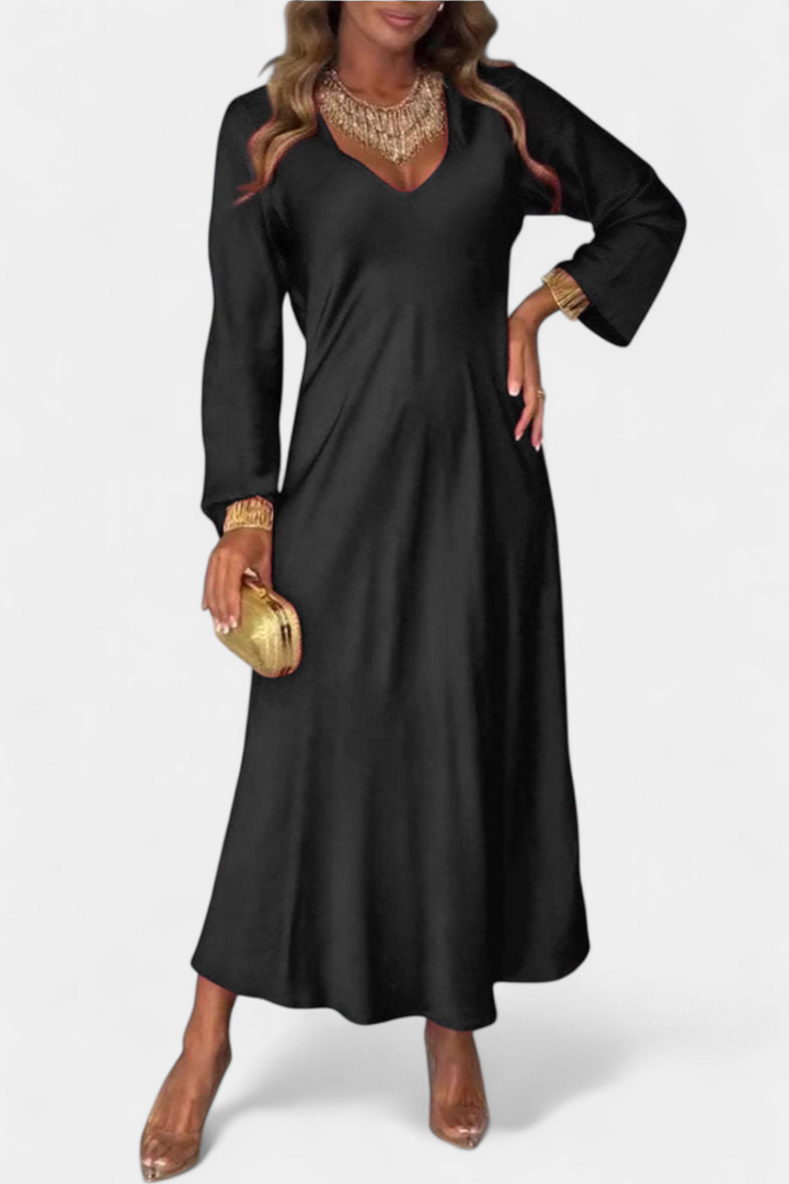 Martina Haljina Fluida s V Izrezom i Dugim Rukavima