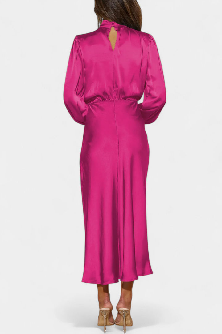 Marija Maxi Haljina s Visokim Ovratnikom i Cvjetnim Detaljima