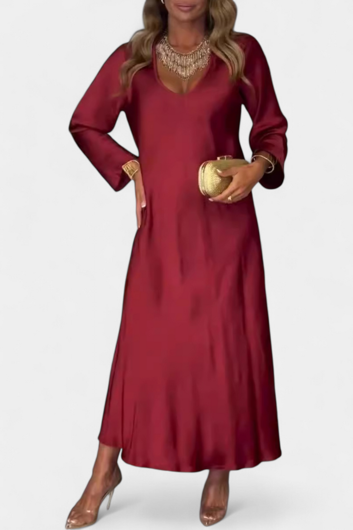 Martina Haljina Fluida s V Izrezom i Dugim Rukavima