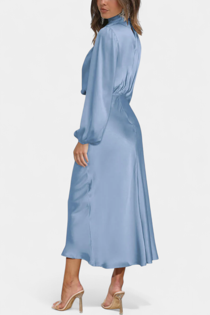 Marija Maxi Haljina s Visokim Ovratnikom i Cvjetnim Detaljima